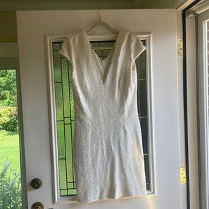 DRESS THE POPULATION WHITE SEQUIN DRESS